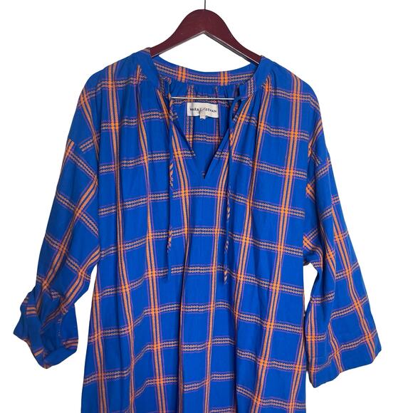 Mara Hoffman Lysa Blue Orange Oversized V neck Maxi dress XS - Picture 7 of 9